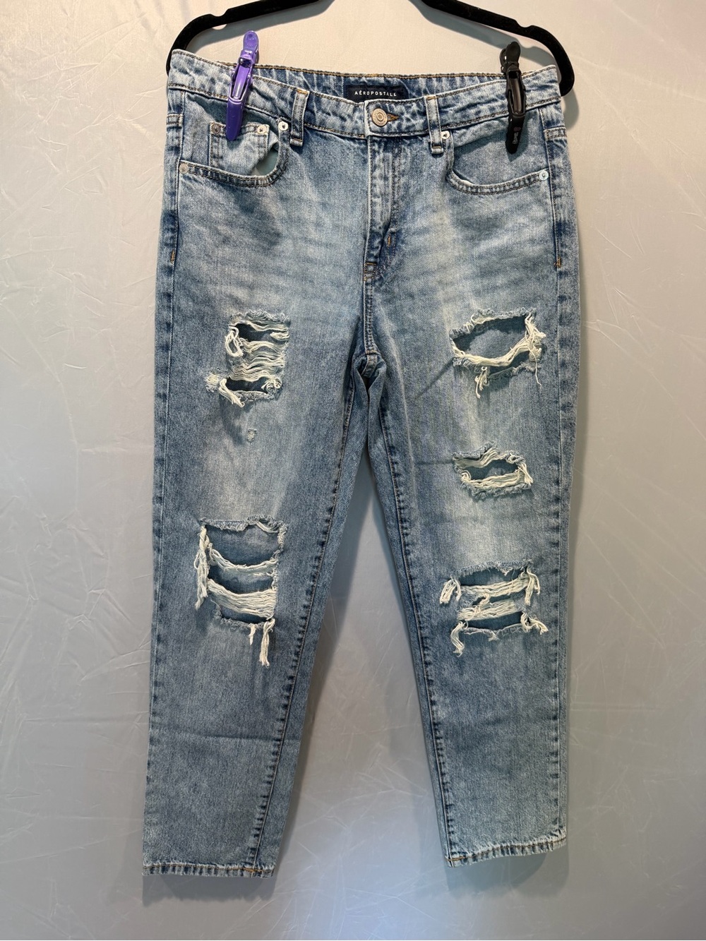 Aeropostale Boyfriend Jeans Distressed Light Wash Size 8